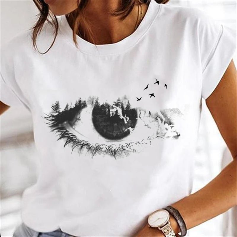 Women's Faion T - irts Cartoon Print Casual Comfortable Cotton Top for Spring Summer Autumn - Beauty