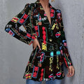 Women's Printed Suit Jaet Medium Thi Long Sve Formal Sle Polyester Fiber Medium Weight Spring Season Suitable for Mi... - Beauty