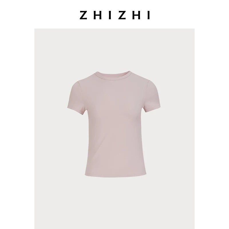 ZhiZhi Casual ort Sve T - irt Women's Slim Fit Color Top Classic Sle Cotton Blend round Ne Commute Faion - Beauty