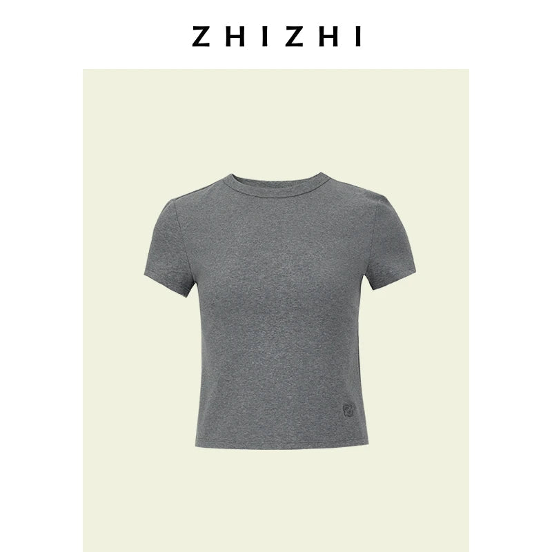 ZhiZhi Casual ort Sve T - irt Women's Slim Fit Color Top Classic Sle Cotton Blend round Ne Commute Faion - Beauty