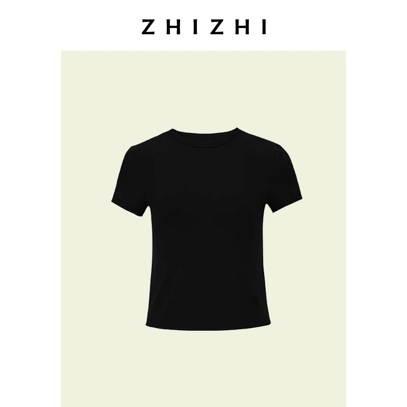 ZhiZhi Casual ort Sve T - irt Women's Slim Fit Color Top Classic Sle Cotton Blend round Ne Commute Faion - Beauty