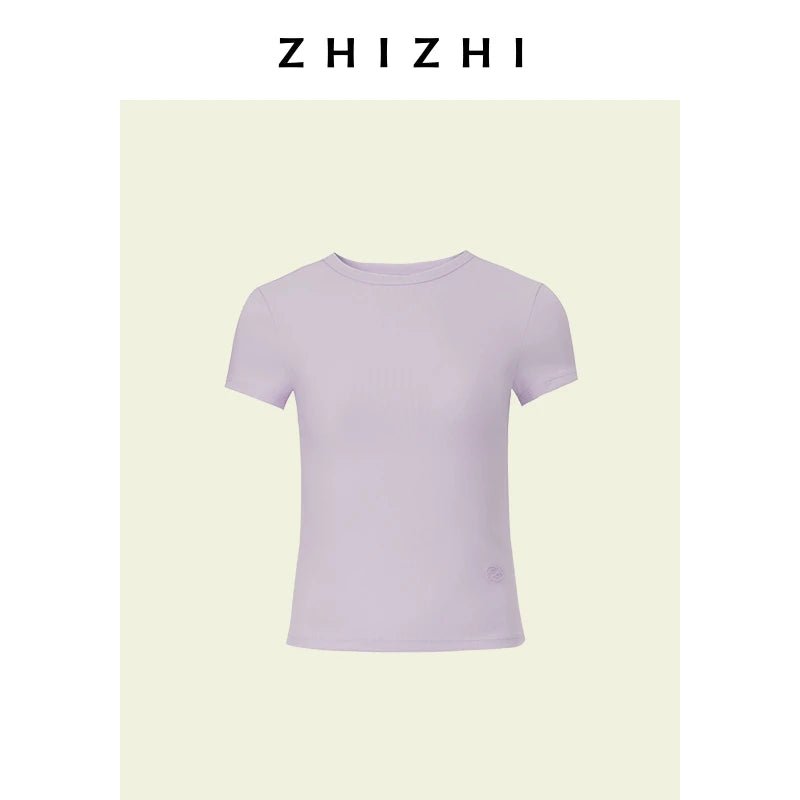 ZhiZhi Casual ort Sve T - irt Women's Slim Fit Color Top Classic Sle Cotton Blend round Ne Commute Faion - Beauty