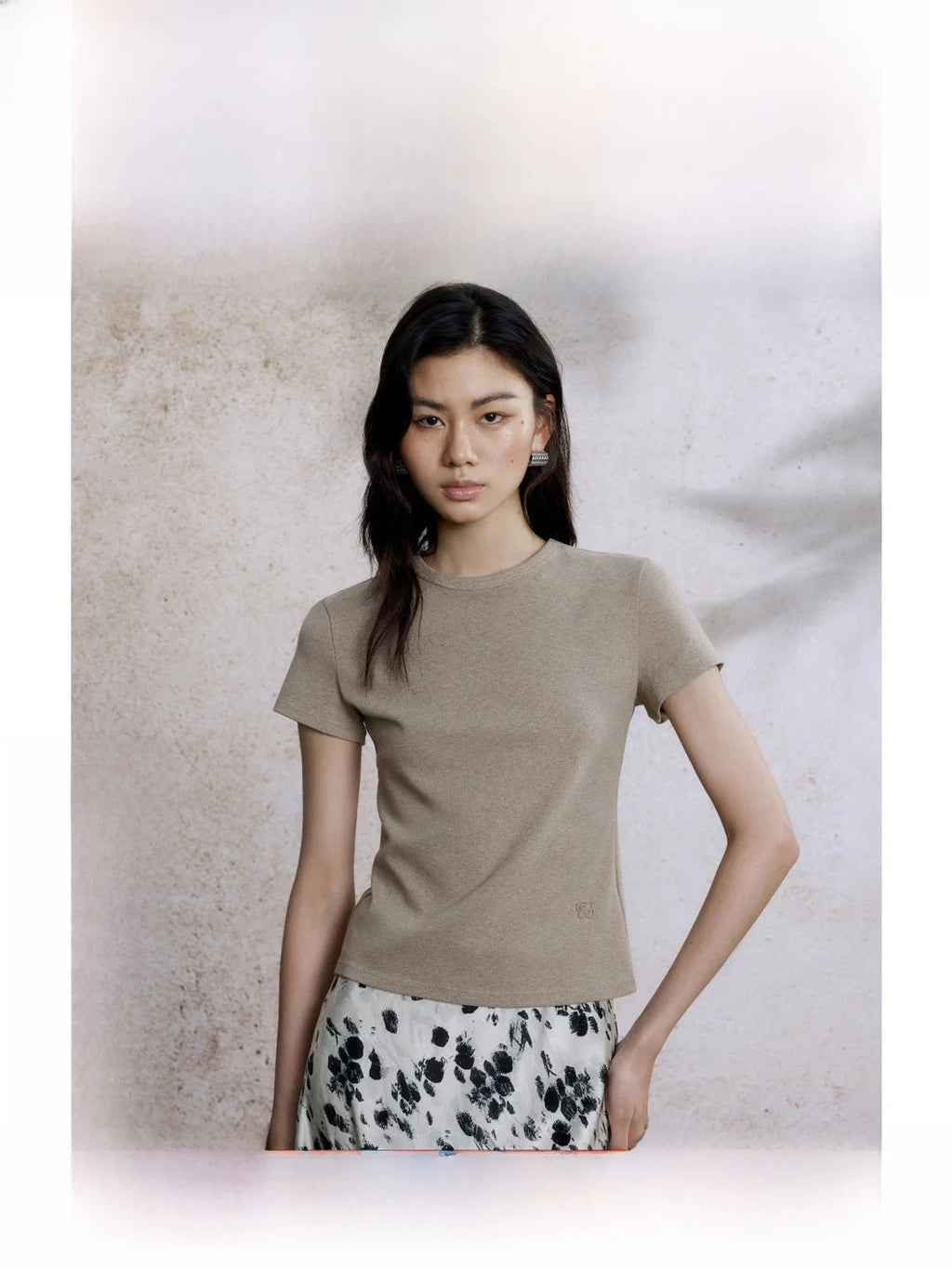 ZhiZhi Casual ort Sve T - irt Women's Slim Fit Color Top Classic Sle Cotton Blend round Ne Commute Faion - Beauty