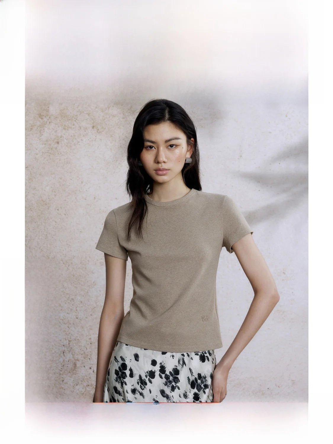 ZhiZhi Casual ort Sve T - irt Women's Slim Fit Color Top Classic Sle Cotton Blend round Ne Commute Faion - Beauty