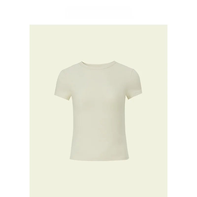 ZhiZhi Casual ort Sve T - irt Women's Slim Fit Color Top Classic Sle Cotton Blend round Ne Commute Faion - Beauty