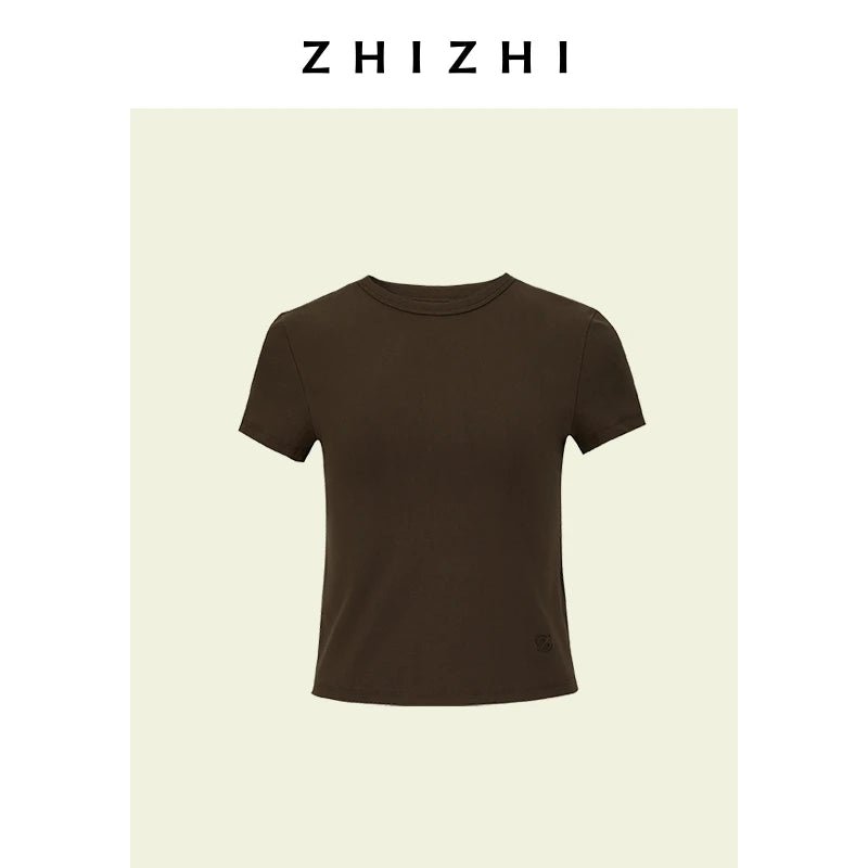 ZhiZhi Casual ort Sve T - irt Women's Slim Fit Color Top Classic Sle Cotton Blend round Ne Commute Faion - Beauty